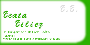 beata bilicz business card